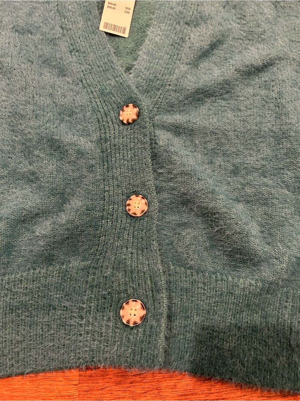 NWT Urban Outfitters Fuzzy Teal Blue Green Cardigan Sweater Size XS - Picture 6 of 7